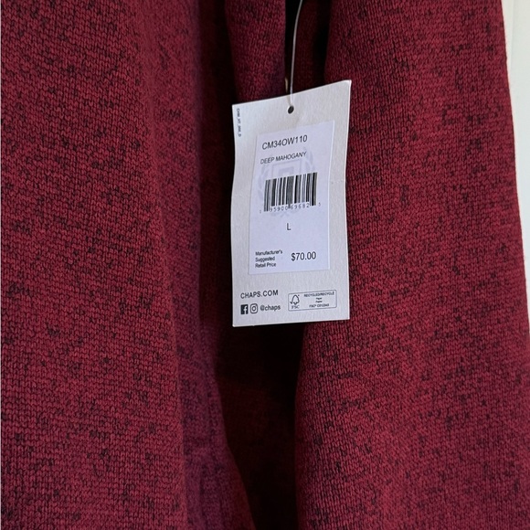 Chaps Men's Deep Red Zip-Up Sweater Size L - Picture 6 of 7